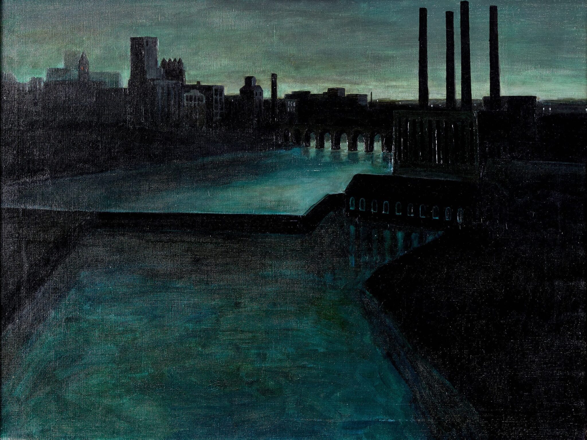 Mike Lynch Minneapolis View Oil on Canvas