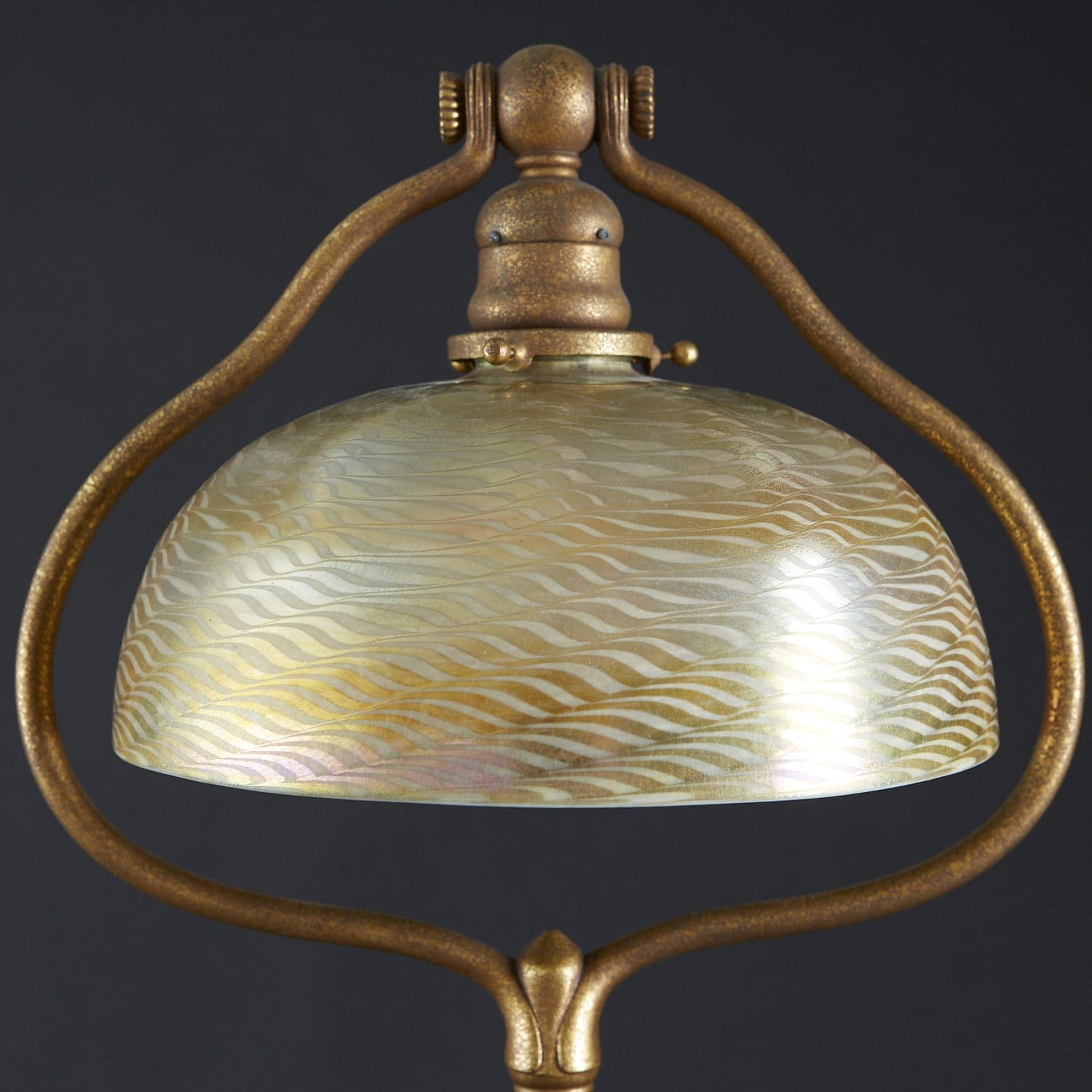 Lot 063: Tiffany Studios Leaded Glass and Bronze Dogwood 2 Table Lamp
