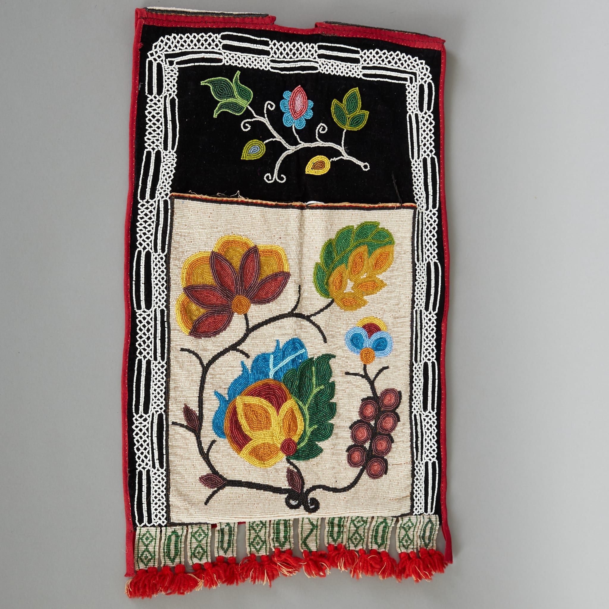 Early 20th c. Ojibwe Bandolier Bag with Open Sash