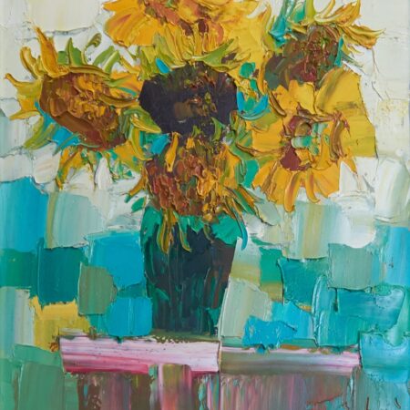 Nicola Simbari Still Life ""Sunflowers"" Oil on Canvas