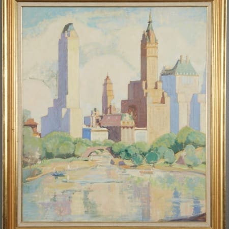 Ernest David Roth The Lake Central Park Oil Painting
