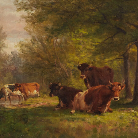 Thomas Craig Cows Oil on Canvas Ornate Frame