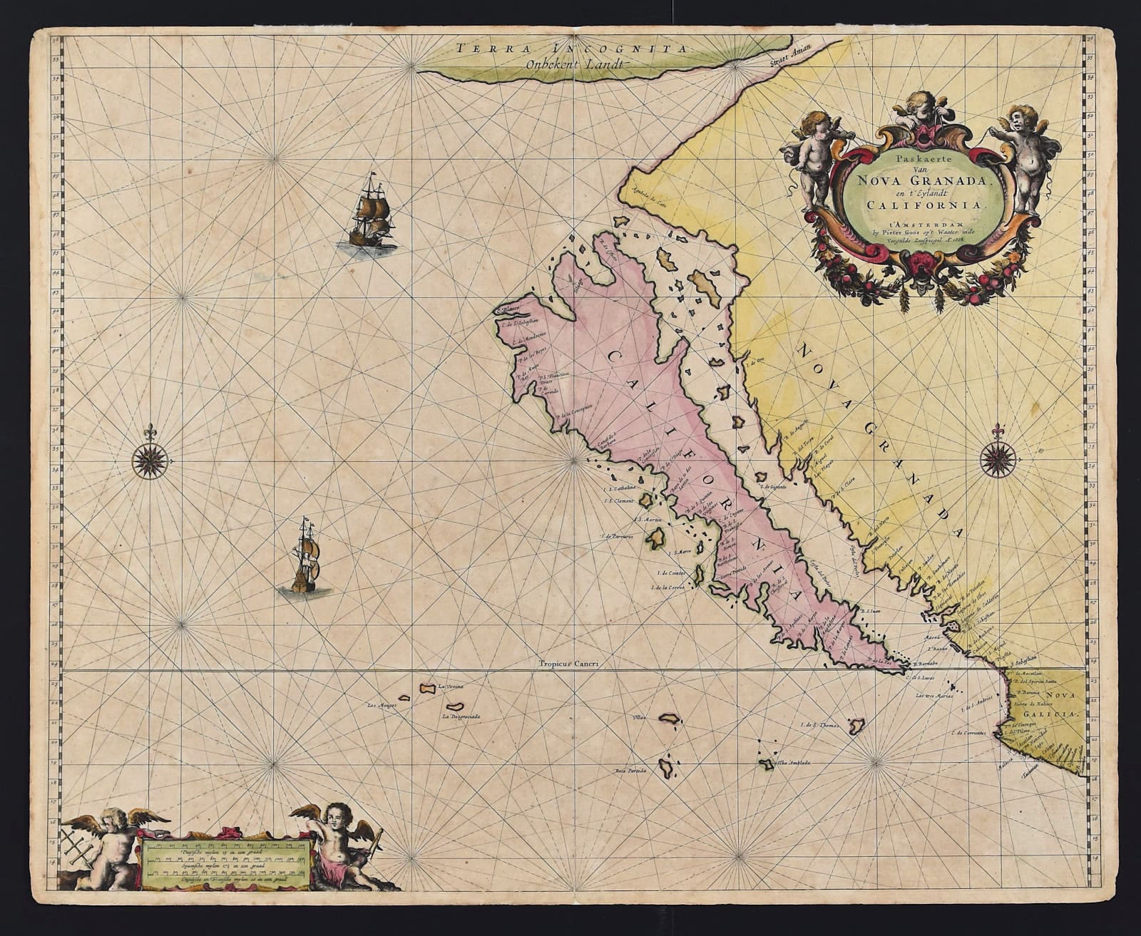 Pieter Goos Map of California as an island, 1666