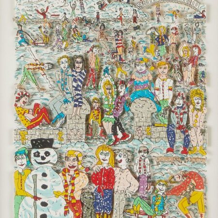 James Rizzi "Holiday on Ice" Mixed Media Collage