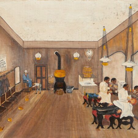 Folk Painting of a Barbershop 1892