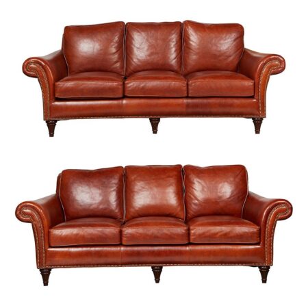 Pair of Hancock & Moore Brown Leather Couches