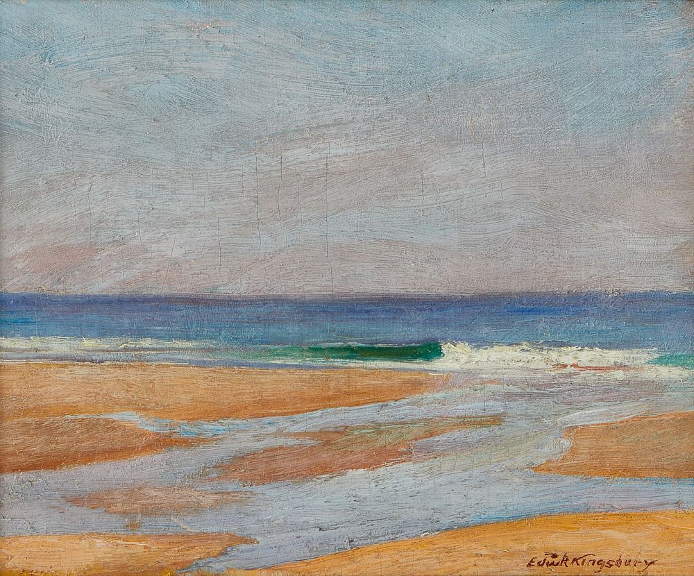 E. Kingsbury Oil on Board "The Sandbar in Ogunquit"