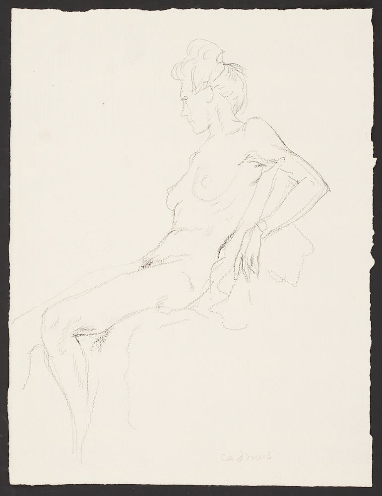 Paul Cadmus Reclining Female Nude Crayon on Paper