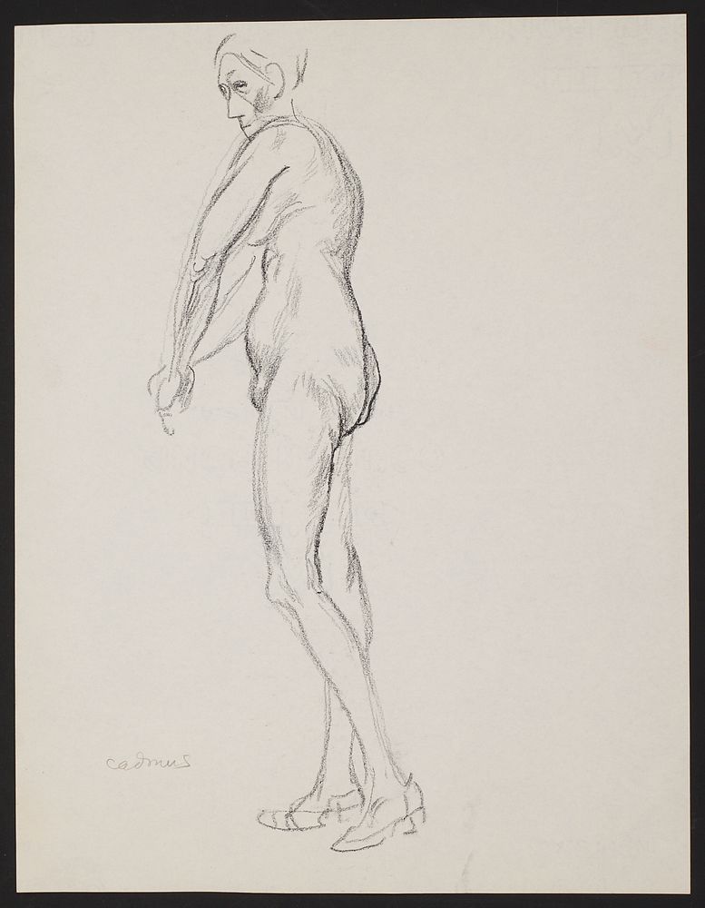 Paul Cadmus Standing Female Nude Crayon on Paper