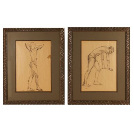 Pair of Clement Haupers Drawings Figures
