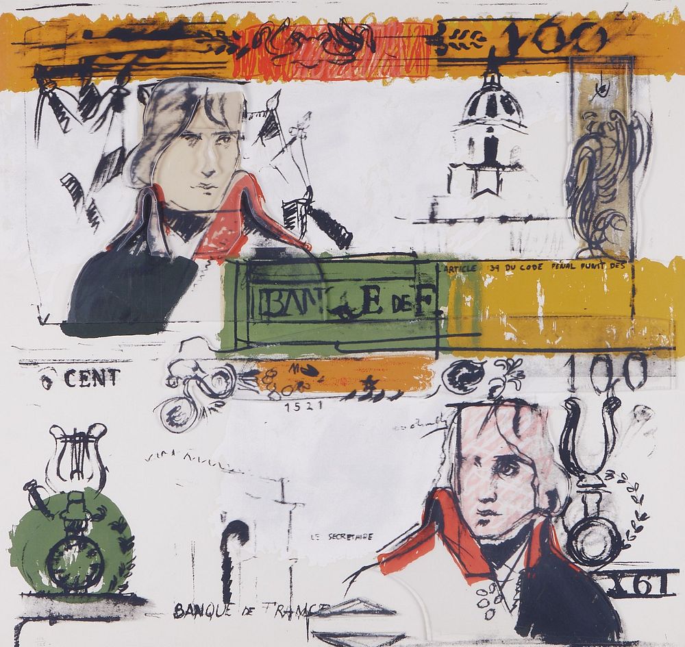 Larry Rivers "Double French Money" Mixed Media