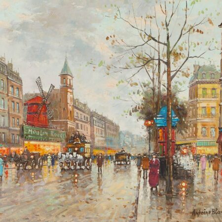 Signed Antoine Blanchard Moulin Rouge Painting