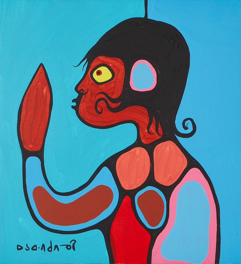 Norval Morrisseau "Child Speaks" Acrylic on Canvas