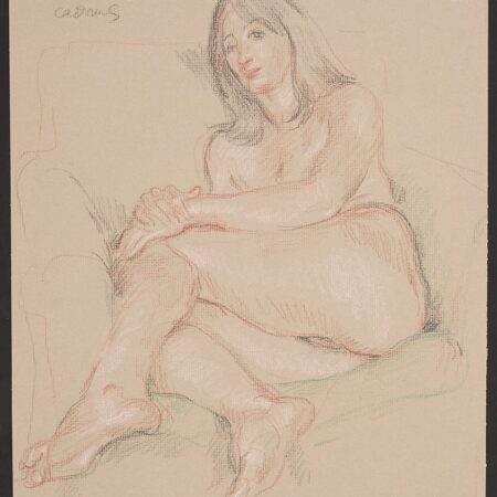 Paul Cadmus Seated Female Nude Crayon on Paper