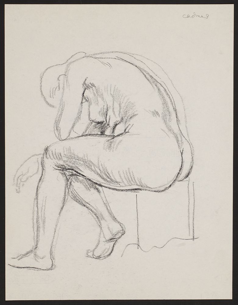 Paul Cadmus Seated Female Nude Crayon on Paper