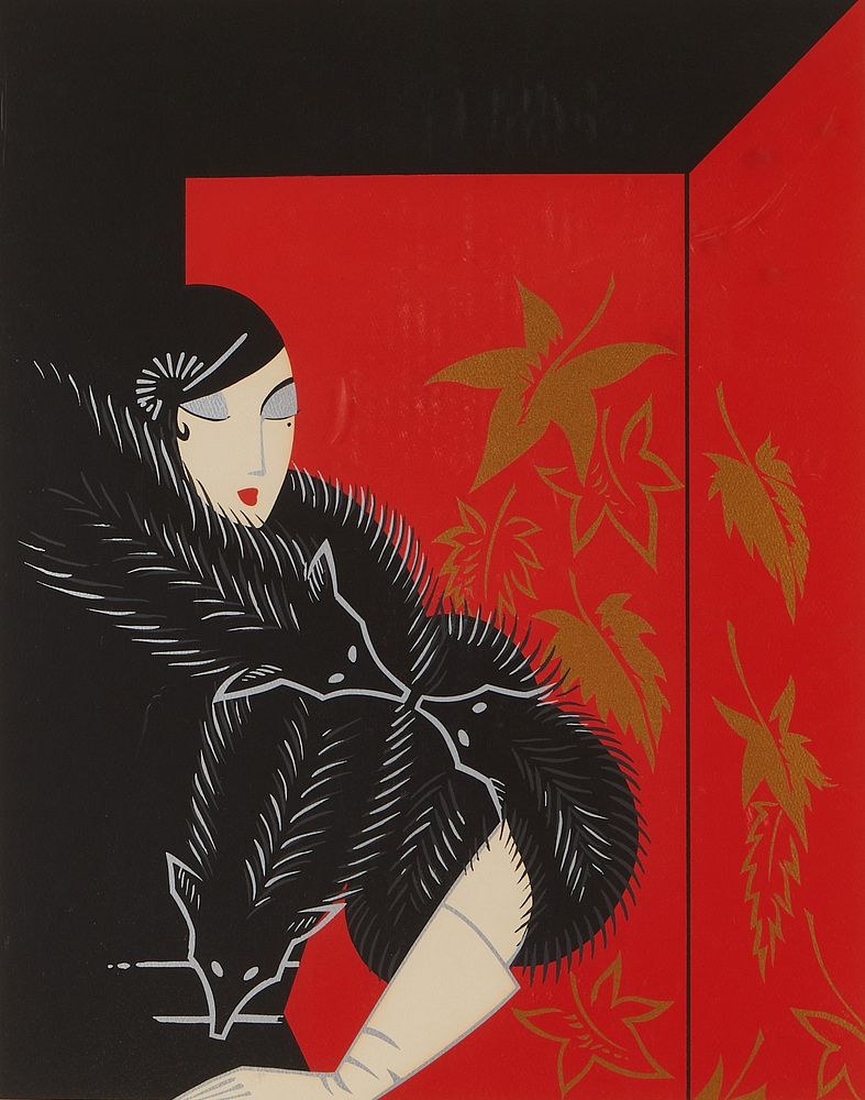 Erte "Furs" Art Deco Serigraph