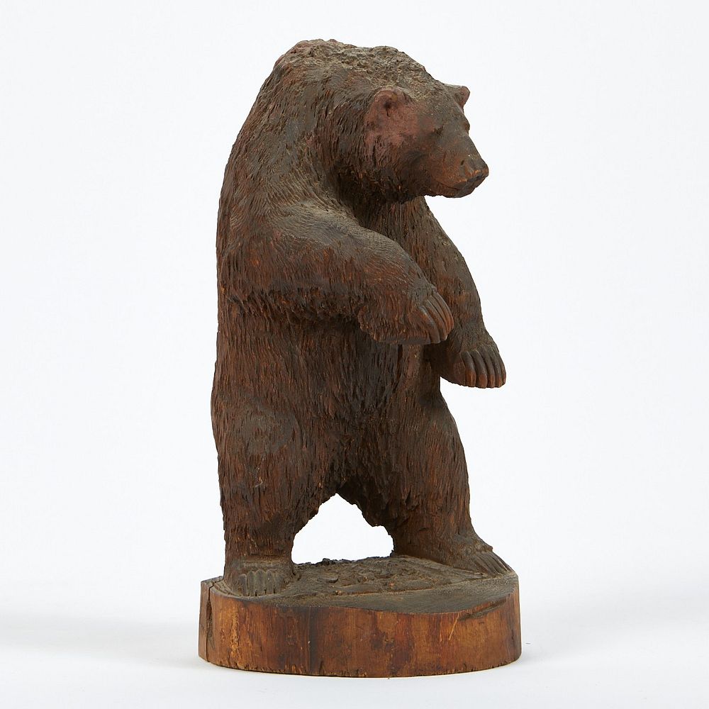 J. L. Clarke Carved Wood Standing Bear Sculpture