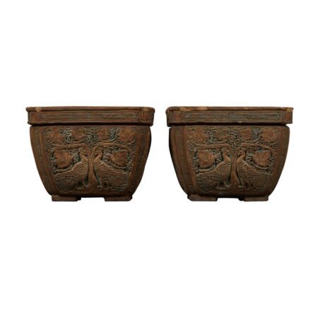 Pair of Large Ernest Batchelder Peacock Planters