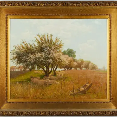 Alexis Fournier "A Spring Pastorale" Large Impressionist Painting