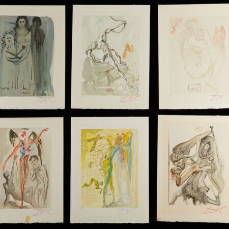 6 Salvador Dali Prints "Divine Comedy" Signed