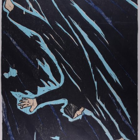 Richard Bosman "Falling Man" Woodcut