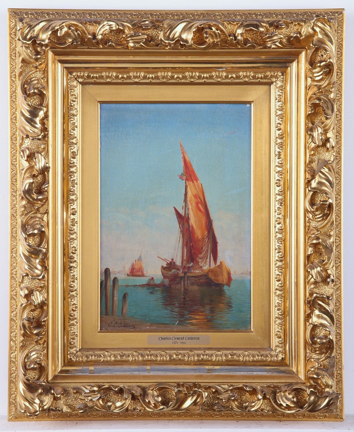 Charles-Clement Calderon Fishing Boat Painting