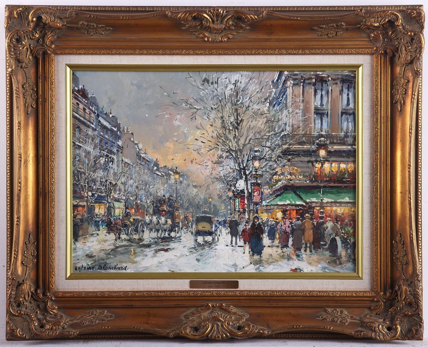 Antoine Blanchard Winter Scene Oil on Canvas