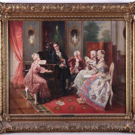 August Stephan "The Private Rehearsal" Oil Painting