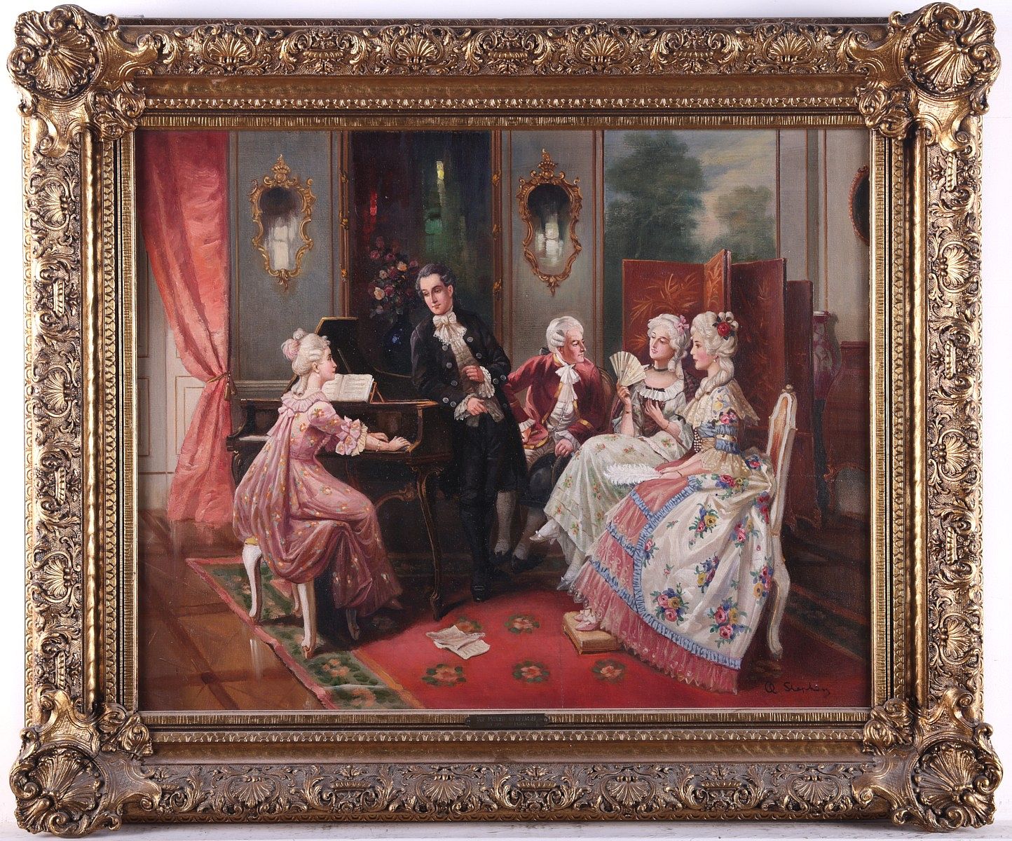 August Stephan "The Private Rehearsal" Oil Painting