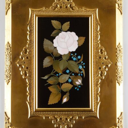 Floral Pietra Dura Plaque in Bronze Frame