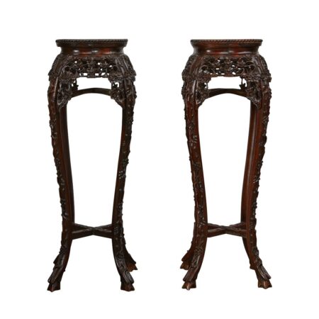Pair of Chinese Export Rosewood Stands w/ Marble Top