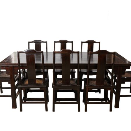 Modern Chinese Lacquered Table w/ 8 Chairs