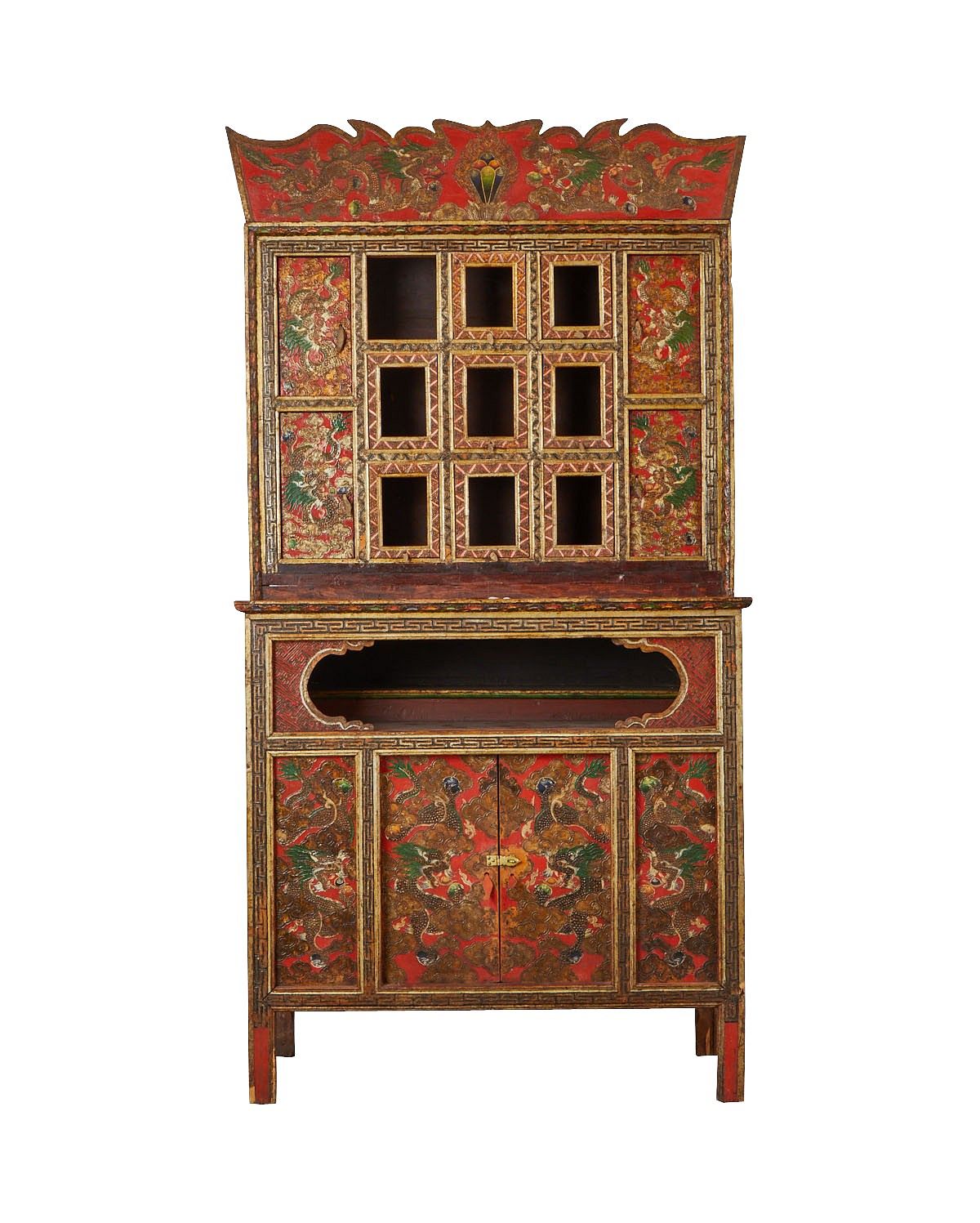 Tibetan Polychrome Reliquary Cabinet