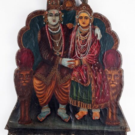 19th c. Indian Painted Panel of Ram and Sita