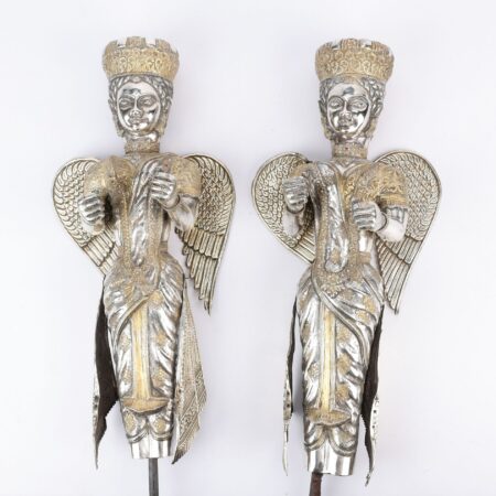 Pair of Large Silver Indian Winged Figures