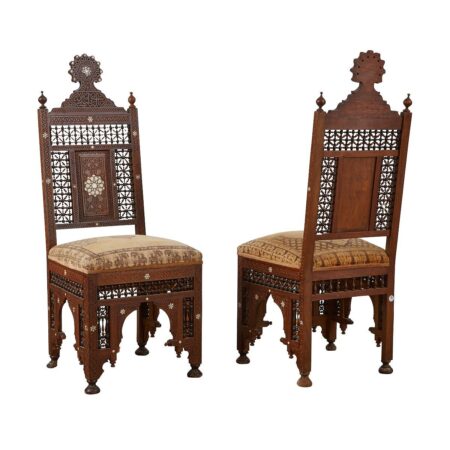 Pair of Syrian Mother of Pearl Inlaid Side Chairs