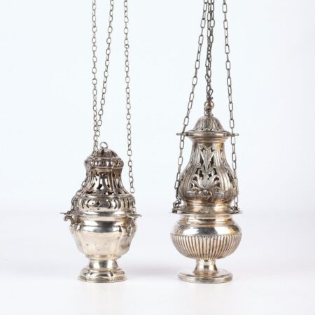 Two 19th c. Silver Incense Burners Thuribles