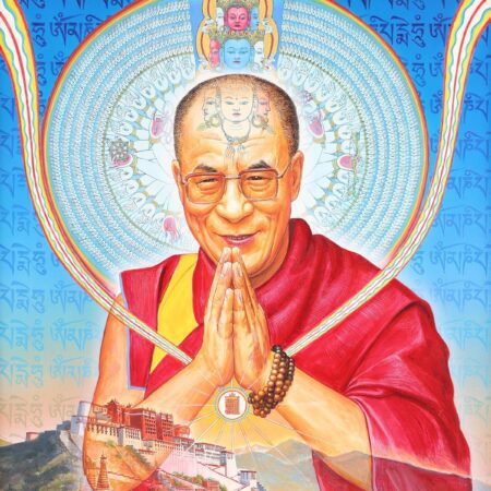 Alex Grey "Dalai Lama" Acrylic on Wood Panel