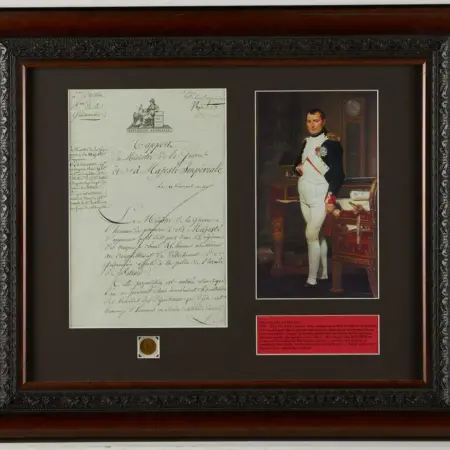 Napoleon Signed Military Letter w/ Gold Franc