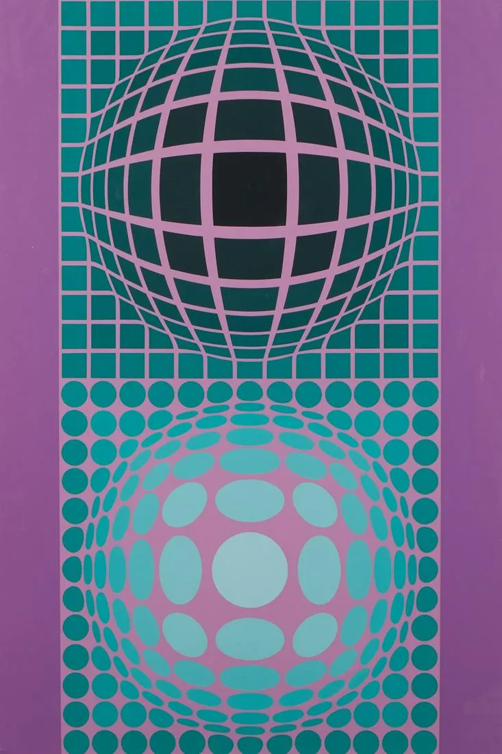 Vasarely "Oltar-Zoeld" Op-Art Serigraph