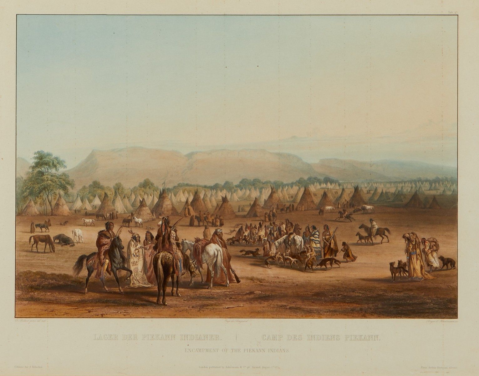 Karl Bodmer "Encampment of the Piekann" Aquatint