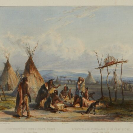 Karl Bodmer "Funeral Scaffold" Aquatint