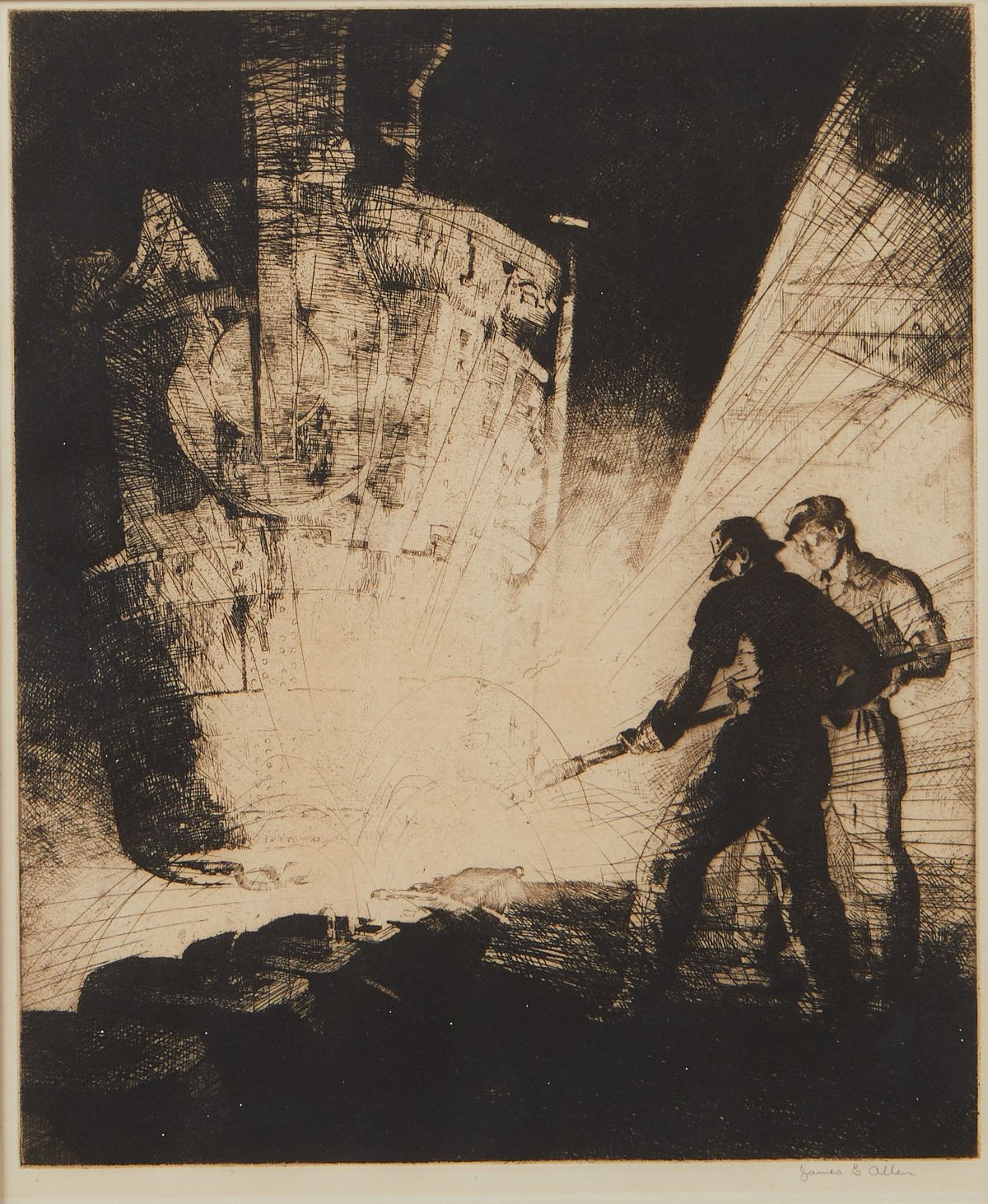 James Allen "Teaming Ingots" Etching