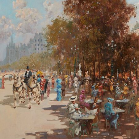 Antonio Gravina Park Scene Oil on Canvas