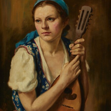 Rezes Molnar Portrait of a Girl with Mandolin