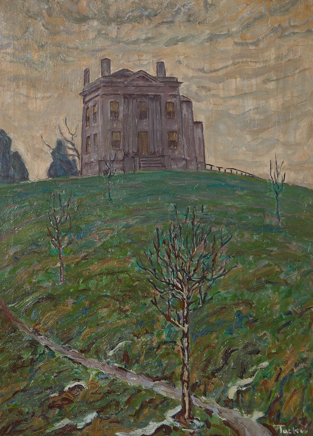 Allen Tucker "The Hill Mansion" Oil on Canvas