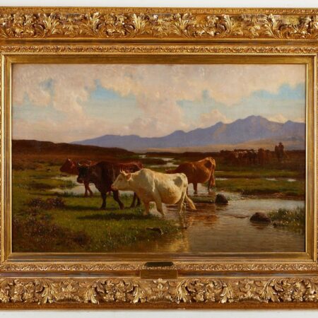 Auguste Bonheur "Return from the Fields" Oil on Canvas