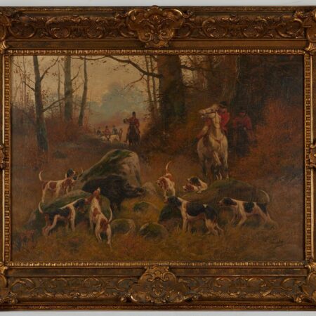 Eugene Petit Boar Hunt Oil on Canvas