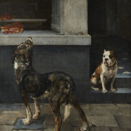 Charles van den Eycken Dogs at Butcher Painting