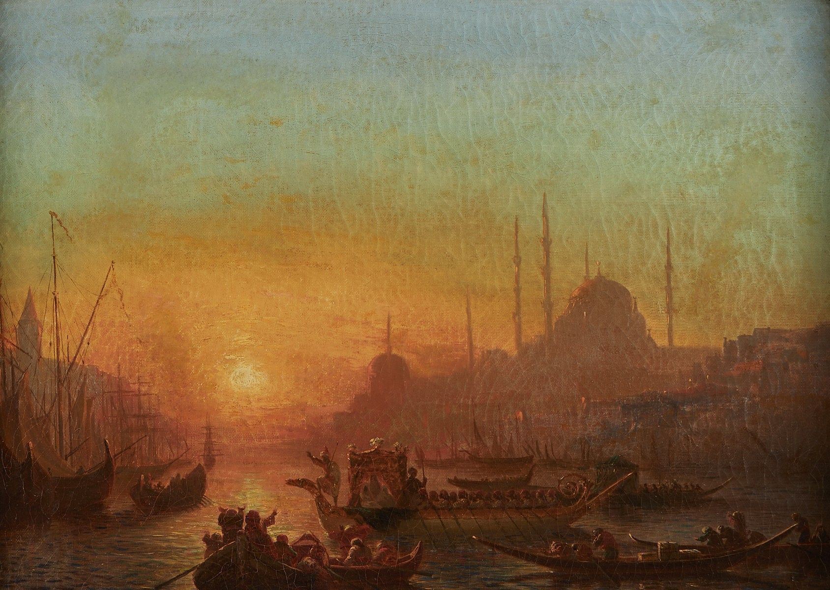 Benjamin Netter "Constantinople Sunset" Oil on Canvas